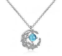 GGYTMQL Collier Pendentif étoiles et Lune pour Femmes Zircon S925 Gift d'anniversaire de Bijoux coloré en Argent