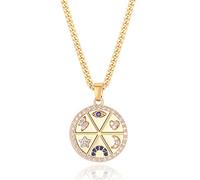 GGYTMQL Collier Pendentif médaillon Evil Eye Coin Pendant Turuqoise Moon and Star Charm Bijoux minimalistes pour Les Femmes