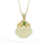 GGYTMQL Collier pendentif Moisanite et Jade en or 14K