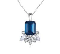 GGYTMQL Collier pendentif saphir 925 Blue Gemstone bleu foncé Fine pour les femmes Party