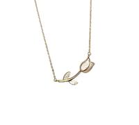 GGYTMQL Colliers en forme de rose pour femme avec pendentif tulipes étincelantes 925 pour la Saint-Valentin, A