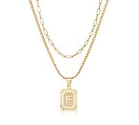 GGYTMQL Colliers initiaux en Couches pour Hommes Femmes AZ Lettre Pendentif Collier de Mode Paper Clip Chain pour Les Adolescentes Meilleur ami