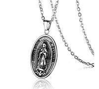 GGYTMQL Colliers Occidentaux pour Hommes, Collier Pendentif Vierge Marie Vierge Ovale Vierge Match Forme et Collier d'anniversaire Claw Claw Class pour Hommes