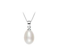 GGYTMQL Colliers pendants de perles 925 8-9 mm Chaîne de cou de forme de couchage en eau douce naturelle Naturel