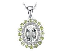 GGYTMQL Colliers pour Femmes Peridot Amethyst 925 Collier Pendentif en Argent pour Femmes sans chaîne en Or Jaune Rose Rose plaqué