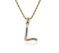 GGYTMQL Colorés Nouvelles Lettres AZ nombres en Strass Collier Collier Perles Crystal Digital Pendant Femmes Men Bijoux Party Bijoux
