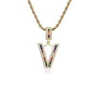 GGYTMQL Colorés Nouvelles Lettres AZ nombres en Strass Collier Collier Perles Crystal Digital Pendant Femmes Men Bijoux Party Bijoux