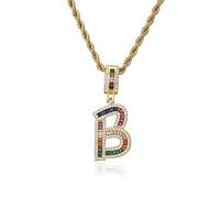 GGYTMQL Colorés Nouvelles Lettres AZ nombres en Strass Collier Collier Perles Crystal Digital Pendant Femmes Men Bijoux Party Bijoux