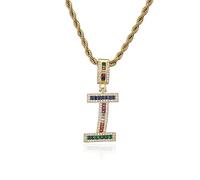 GGYTMQL Colorés Nouvelles Lettres AZ nombres en Strass Collier Collier Perles Crystal Digital Pendant Femmes Men Bijoux Party Bijoux