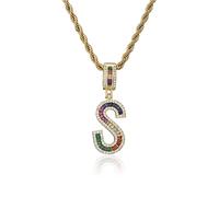 GGYTMQL Colorés Nouvelles Lettres AZ nombres en Strass Collier Collier Perles Crystal Digital Pendant Femmes Men Bijoux Party Bijoux