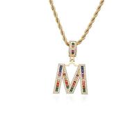 GGYTMQL Colorés Nouvelles Lettres AZ nombres en Strass Collier Collier Perles Crystal Digital Pendant Femmes Men Bijoux Party Bijoux
