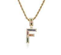 GGYTMQL Colorés Nouvelles Lettres AZ nombres en Strass Collier Collier Perles Crystal Digital Pendant Femmes Men Bijoux Party Bijoux