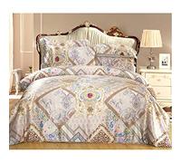 GGYTMQL Couvre-Couette de lit 100% en Soie imprimé à Quatre pièces Set Silk Silk Ligne de Couverture de Couette King How (Couleur: A, Taille: King Size 4pcs) (B King Size 4pcs)