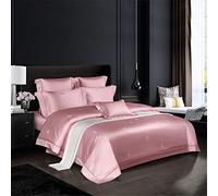 GGYTMQL Couvre-Couette de lit 1000tc Ensemble de literie en Coton Damasure Jacquard Couvrette de Couvercle toire de Feuille de lit (Couleur: ajustée, Taille: Queen Size 4PCS) (Flat Queen Size 4pcs)