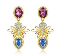 GGYTMQL Crystals of Love Flower Stud Boucles d'oreilles 925 Boucles d'oreilles en argent sterling pour femmes élégantes Bijoux de boucle d'oreille de mariage