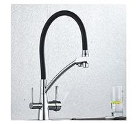 GGYTMQL Cuisine Pure Water Faucet Pure Water Filtre Robinet à 360 degrés Rotation à double poignée Purification Fauce de cuisine et d'eau froide (noir mat B)