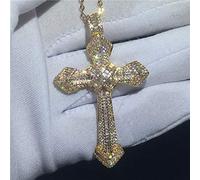GGYTMQL Diamond Cross Pendant Wedding Pendentid Collier For Women Men Mois Moisanite Jewelry Gift