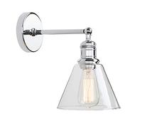 GGYTMQL Éclairage Industrial Loft Bar Bar Gasce Wall Lights Rapints, Lampe Murale Noire Vintage avec Une Nuance en Verre Transparent Conique pour Kitchen Island Bedroom Cafe Corridor Restaurant