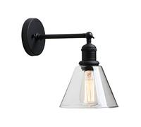 GGYTMQL Éclairage Industrial Loft Bar Bar Gasce Wall Lights Rapints, Lampe Murale Noire Vintage avec Une Nuance en Verre Transparent Conique pour Kitchen Island Bedroom Cafe Corridor Restaurant