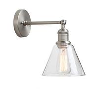 GGYTMQL Éclairage Industrial Loft Bar Bar Gasce Wall Lights Rapints, Lampe Murale Noire Vintage avec Une Nuance en Verre Transparent Conique pour Kitchen Island Bedroom Cafe Corridor Restaurant