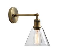 GGYTMQL Éclairage Industrial Loft Bar Bar Gasce Wall Lights Rapints, Lampe Murale Noire Vintage avec Une Nuance en Verre Transparent Conique pour Kitchen Island Bedroom Cafe Corridor Restaurant