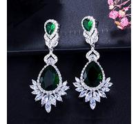 GGYTMQL Elegent Evening Dîner Bijoux de Mariage Luxury Long CZ Crystal Big Drop Boucles d'oreilles pour Les mariées