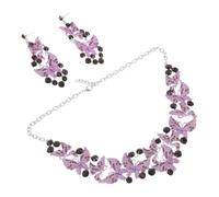 GGYTMQL Ensemble de bijoux de papillons en strass étonnants pour femmes Collier et boucles d'oreilles élégantes pour les mariages et les fêtes accessoires de costumes légers