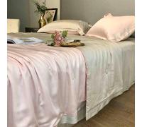 GGYTMQL Ensemble de Couette Complet - 4 pièces Double Face Silk Summer Quilt en Soie à Double Face, 1 Courtepointe d'été Douce, 2 taies d'oreiller, 1 Couvercle de lit décoratif n-1,8 m