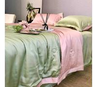 GGYTMQL Ensemble de Couette Complet - 4 pièces Double Face Silk Summer Quilt en Soie à Double Face, 1 Courtepointe d'été Douce, 2 taies d'oreiller, 1 Couvercle de lit décoratif n-1,8 m