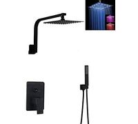 GGYTMQL Ensemble de douche noir pour robinet de salle de bain mural avec bras inverseur mélangeur à main avec pommeau de douche Rian de 20,3 cm