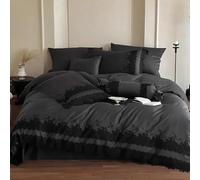 GGYTMQL Ensemble de lit Complet Couvre-Couette Double avec Feuille ajustée - Ensemble de litière de 4 pièces et 2 taies d'oreiller Coton de l'agrafe pour Le lit B-1,5 m de la Peau