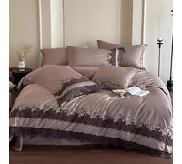 GGYTMQL Ensemble de lit Complet Couvre-Couette Double avec Feuille ajustée - Ensemble de litière de 4 pièces et 2 taies d'oreiller Coton de l'agrafe pour Le lit B-1,5 m de la Peau