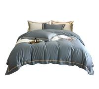 GGYTMQL Ensemble de literie à Quatre pièces en Coton Couette Reine pièce de Couette Solide Couvre-Coquette Ultra Douce et à la litière Respirante avec Feuille de Fermeture à Fermeture éclair et