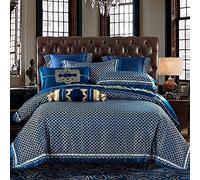 GGYTMQL Ensemble de literie à Quatre pièces en Quatre pièces Black Black Satin Satin Lithage Queen Lit Que Quesé/Plaque Plate lit Spread Set AreredCase Couptin (4 King Size 6PCS)