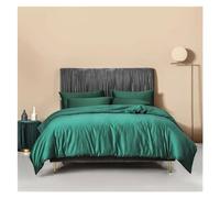 GGYTMQL Ensemble de literie à Quatre pièces en Vert foncé libellées Couvre-Lin Twin Reine King Size Plate Plate Couette Couvre lit lit Quatre pièces Set, (Q-Twin