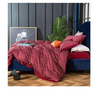 GGYTMQL Ensemble de literie à Quatre pièces Four pièces 1000TC Coton Liber Sett Queen King Size Duvet Cover Feuilles Linage 4pcs Red Set (Fichet Fiched-Queen-Queen