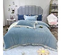 GGYTMQL Ensemble de literie à Quatre pièces King Size Milk Simple épaissis épaississant Féchette à Quatre pièces Broided Double-Face Coral Velvet Cover Couverture en Flanelle Taro Purple_1.8m (Lit