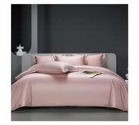 GGYTMQL Ensemble de literie à Quatre pièces Premium 100% égyptien en Coton Massif Blanc Rose de literie Rose Doux Twin Double Reine Roi Couvre de Couette Plate/ajustée de taies d'oreiller en