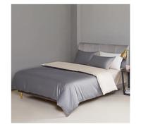 GGYTMQL Ensemble de literie à Quatre pièces Quatre pièces Grey et Bleu Couette de Couette réversible avec Bouton Queen King Size Cotton Soft Liber Set thellows thellow