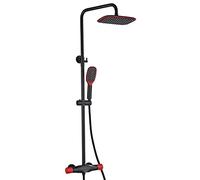 GGYTMQL Ensemble de robinet de douche thermostatique, pommeau de douche à effet pluie avec douchette à main double mode, robinet mitigeur de douche de salle de bain, système de douche mural avec bec