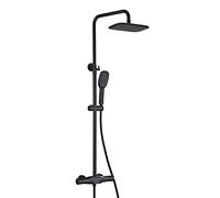 GGYTMQL Ensemble de robinet de douche thermostatique, pommeau de douche à effet pluie avec douchette à main double mode, robinet mitigeur de douche de salle de bain, système de douche mural avec bec
