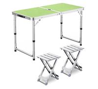 GGYTMQL Ensemble de Table de Camping avec 2 tabourets, Tabouret de Pique-Nique Pliable à Hauteur réglable Pliante Tabouret Aluminium Pliant pour kiten extérieur BBQ