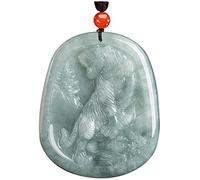 GGYTMQL Espèce de Glace à la Carte à la Main Naturelle Emerald Zodiac Tiger Jade Brand Collier Pendant Bijoux Fashion Men Femmes Cadeaux de Chance des Femmes (Couleur des gemmes: Vert de mer)