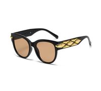 GGYTMQL Fashion Cat's Eye Big Frame Fried Dough Twists Lunettes de soleil larges pour femme Vintage Premium Sunvisor UV400, Thé noir, Taille unique