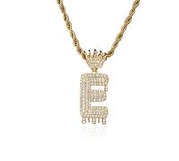 GGYTMQL Fashion Crown Teardrop Letters Nouveau Hip Hop 26 Collier de Pendentif Bijoux Punk réel