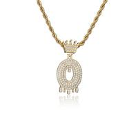 GGYTMQL Fashion Crown Teardrop Letters Nouveau Hip Hop 26 Collier de Pendentif Bijoux Punk réel