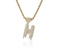 GGYTMQL Fashion Crown Teardrop Letters Nouveau Hip Hop 26 Collier de Pendentif Bijoux Punk réel
