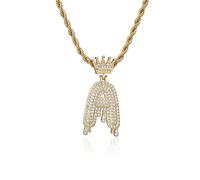 GGYTMQL Fashion Crown Teardrop Letters Nouveau Hip Hop 26 Collier de Pendentif Bijoux Punk réel