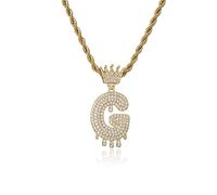 GGYTMQL Fashion Crown Teardrop Letters Nouveau Hip Hop 26 Collier de Pendentif Bijoux Punk réel