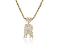 GGYTMQL Fashion Crown Teardrop Letters Nouveau Hip Hop 26 Collier de Pendentif Bijoux Punk réel